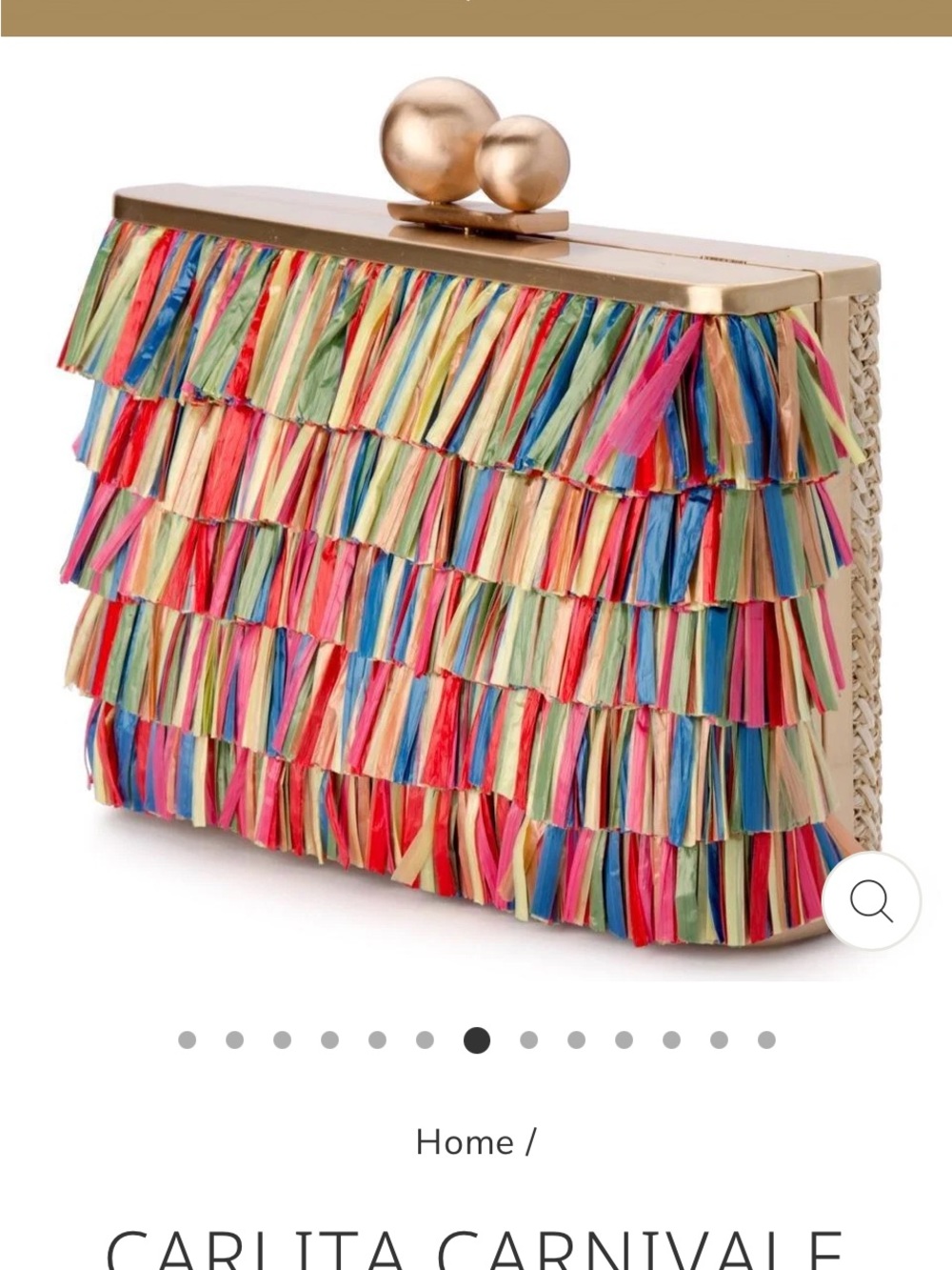 Olga Berg Rainbow Fringe Clutch with Gold Ball Clasp - Picture 8 of 12